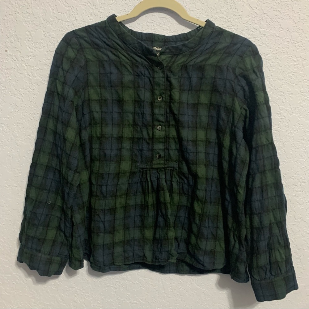 Madewell Market Popover Dark Plaid Shirt